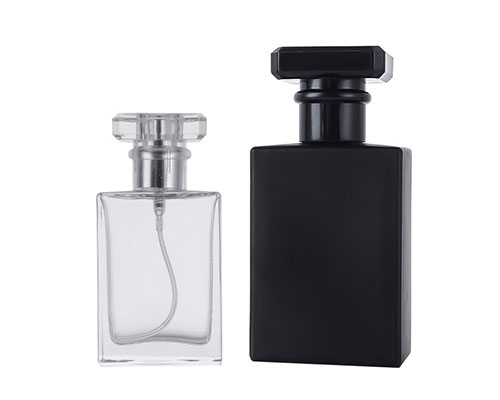 Clear and Black Glass Fragrance Bottles