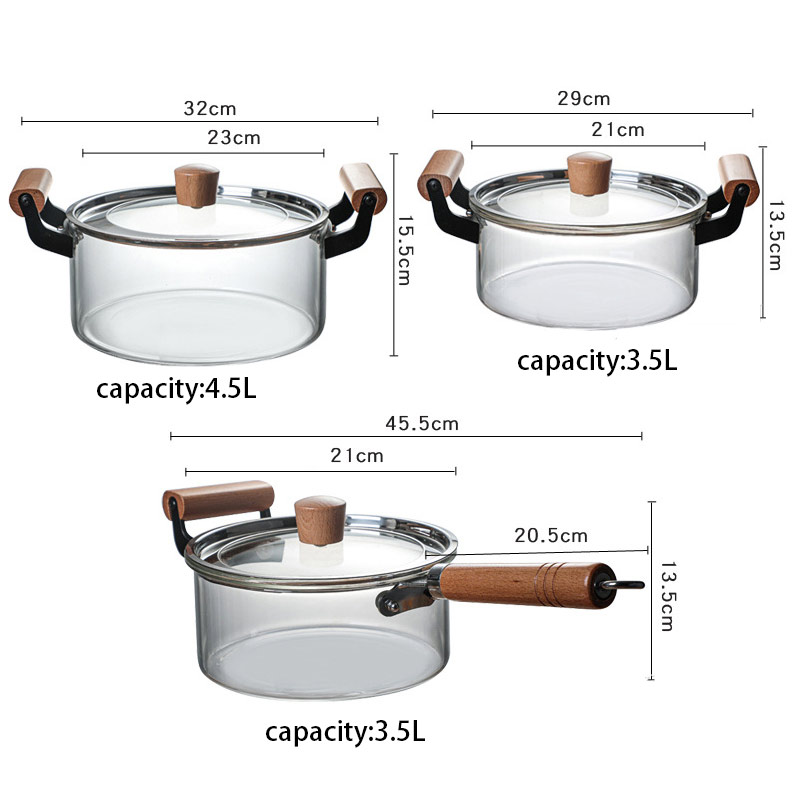 Glass Cooking Pot 4.5L Best Glass Pots With Lids