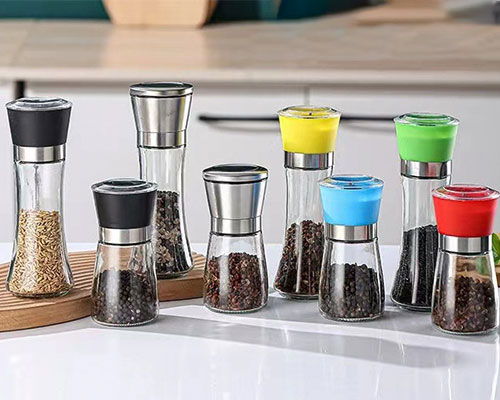 Spice Glass Jars with Grinder