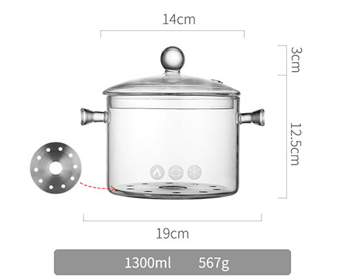1.3L Clear Cooking Pots