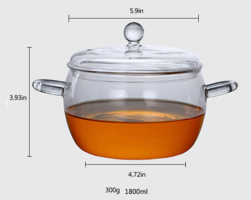 1.8L Clear Glass Cooking Pot