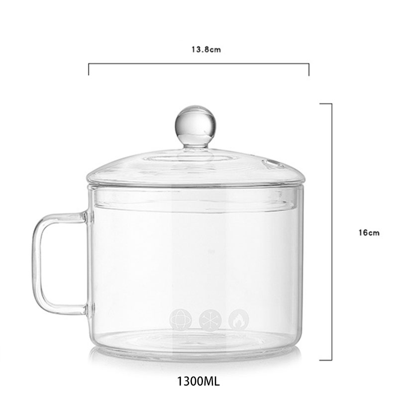 Glass Cooking Pot with Lid 1.3L Best Transparent Glass Pot
