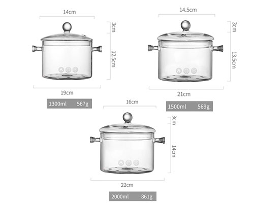 Clear Glass Cooking Pots Wholesale