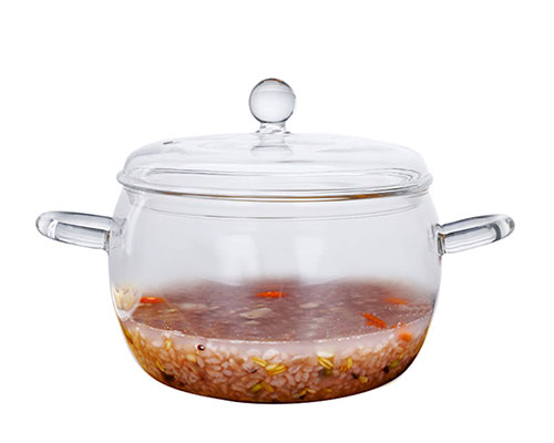 Clear Glass Stock Pot With Gkass Handke and Lid