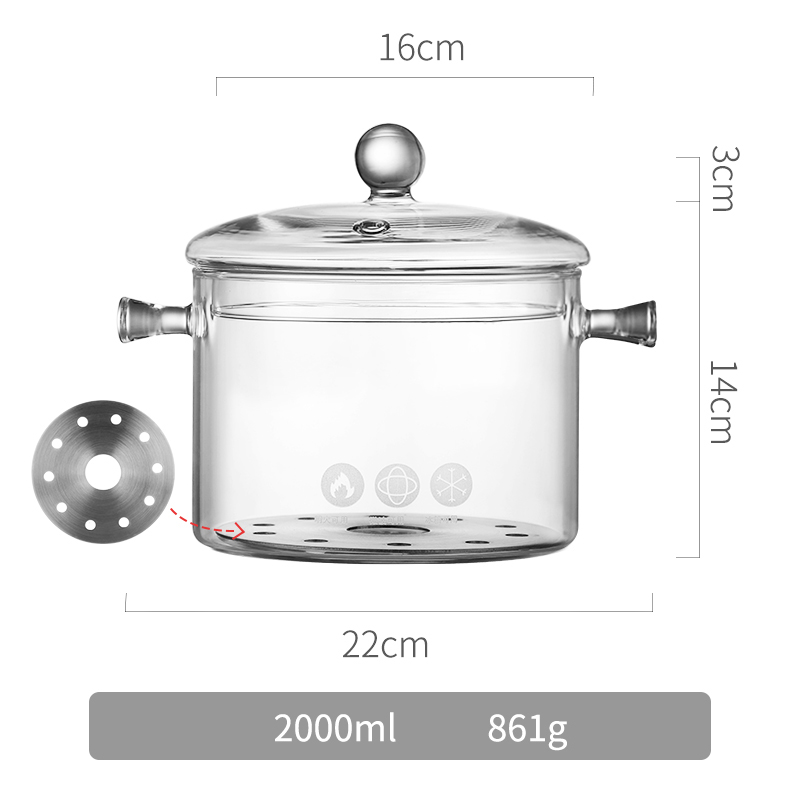 Clear Glass Cooking Pot 1.5L Best Glass Cookware