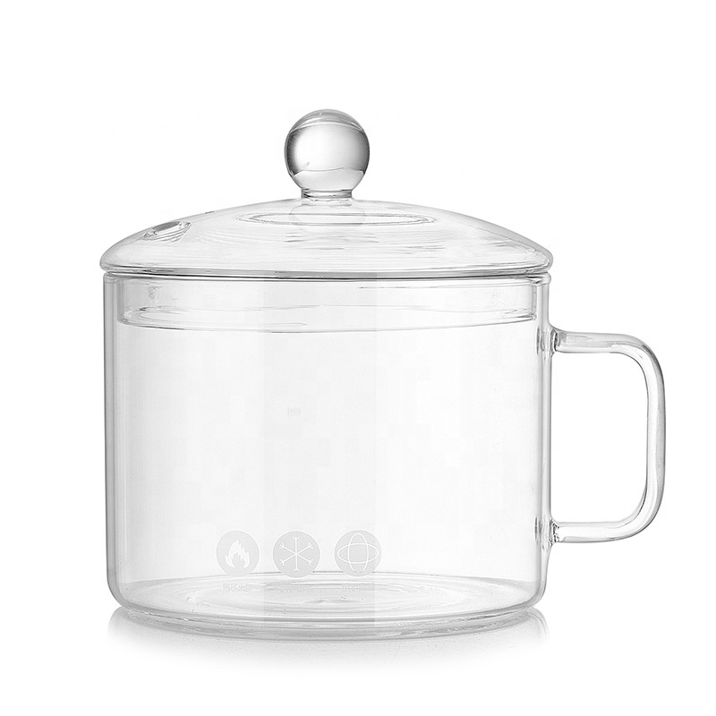 Glass Cooking Pot with Lid 1.3L Best Transparent Glass Pot