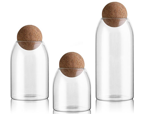 Glass Jar With Cork Ball