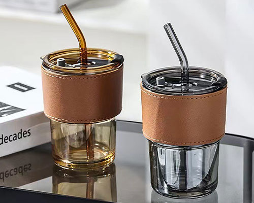Glass Tumbler with Glass Straws