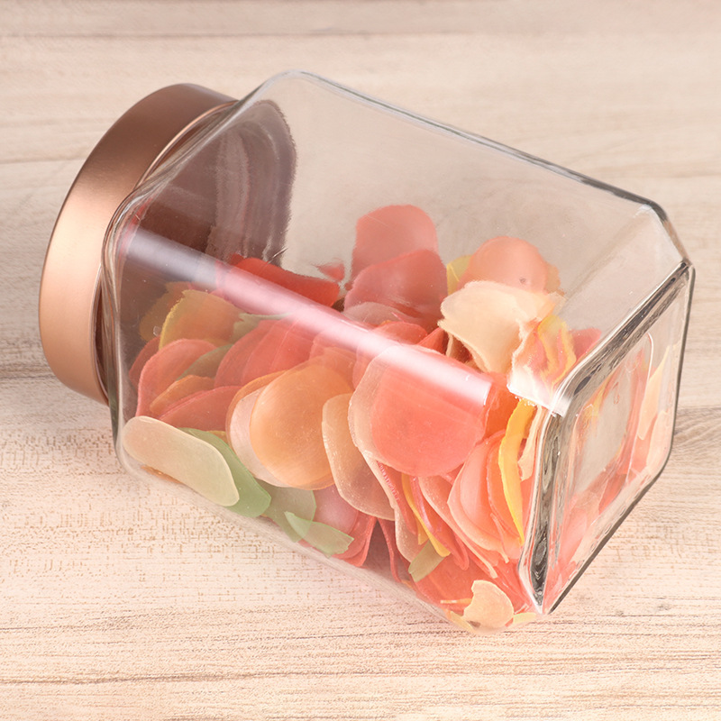 Square Glass Jar With Metal Lid