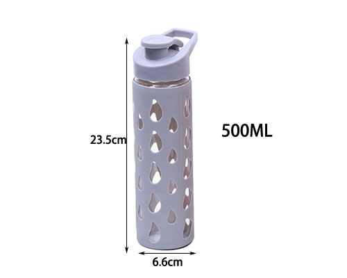 500ml Glass Silicone Water Bottle