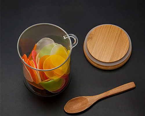 Glass Jar With Bamboo Lid And Spoon