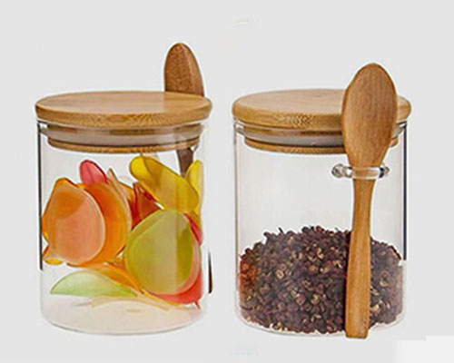 Glass Jar With Lid and Spoon for Food Storage