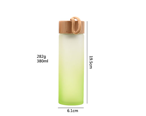 Gradient Green Glass Water Bottle with Bamboo Lid