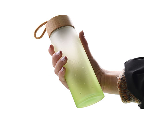 Gradient Green Glass Water Bottle