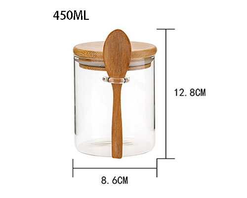 Round Glass Jar With Lid and Spoon