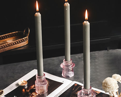 Antique Pink Glass Candle Holders