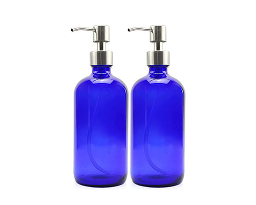 Blue Glass Lotion Bottles