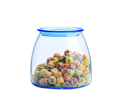 Blue Glass Storage Jar With Glass Lid
