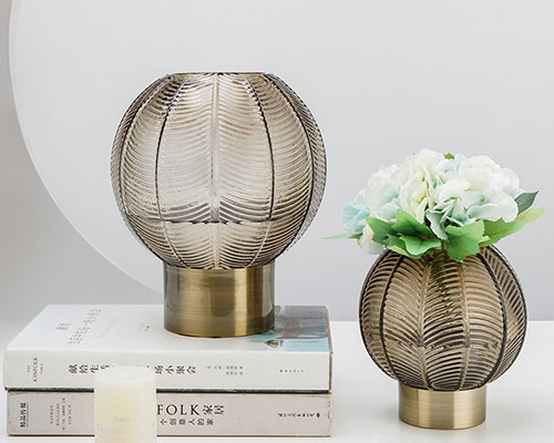 Brown Spherical Lantern Glass Vase