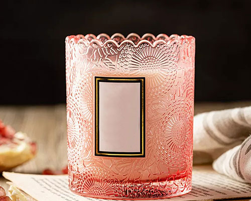 Pink Embossed Candle Jar