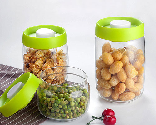 Round Glass Containers With Vacuum Lids