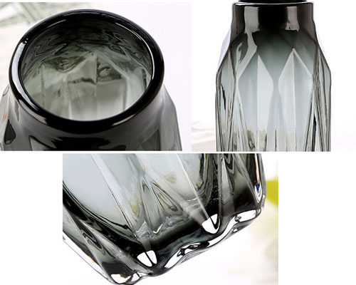 Smoked Black Glass Vase Details