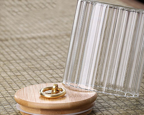 Vertical Striped Glass Jar