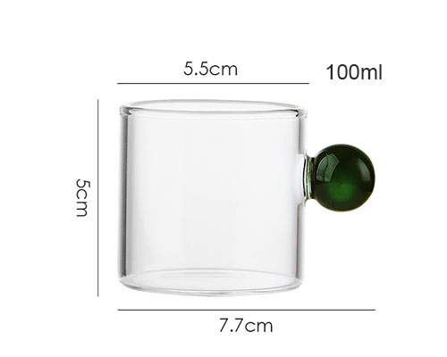 100ml Glass Tea Cup with Green Handle