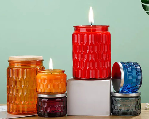 Colored Glass Candle Jars with Lids Wholesale