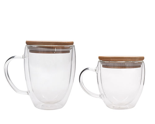 Double Wall Glass Coffee Cups With Lid