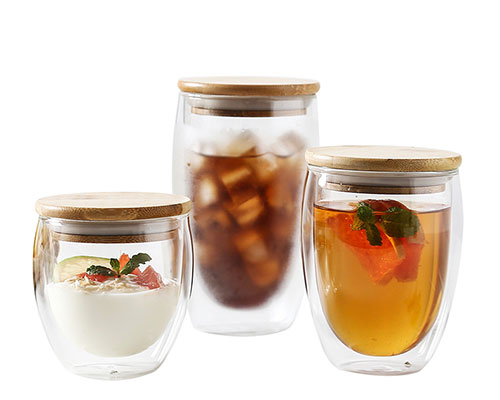 Double Wall Glass Mugs With Lids
