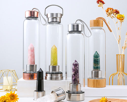 Energy Crystal Water Bottles with Different Caps