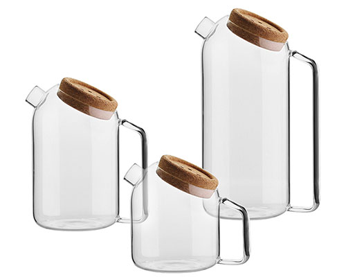 Glass Jugs With Cork Lids and Handles
