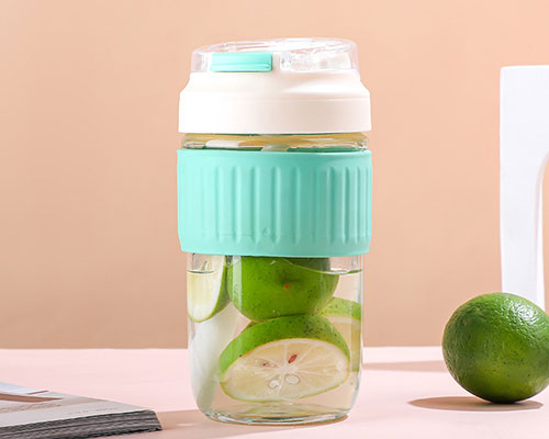 Glass Water Bottle With Straw and Silicone Sleeve