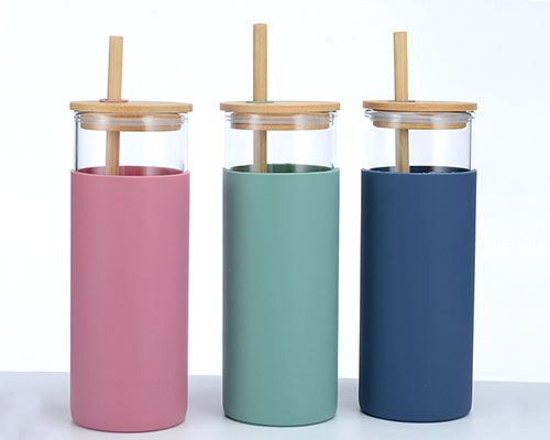 Glass Water Bottles With Bamboo Lids