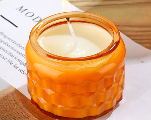 Orange Glass Candle Jar