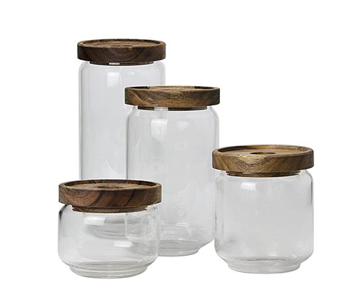 Clear Jars With Wooden Lids