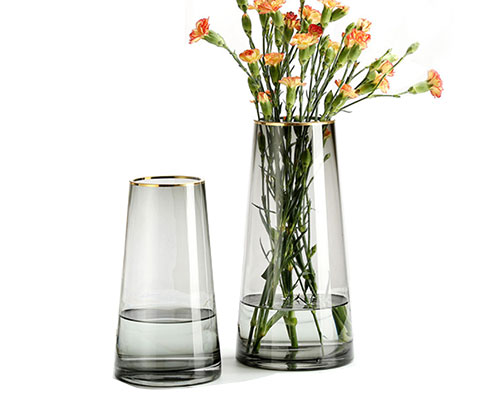Glass Vase With Gold Rim