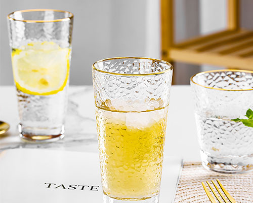Juice Glass Cups with Gold Rim