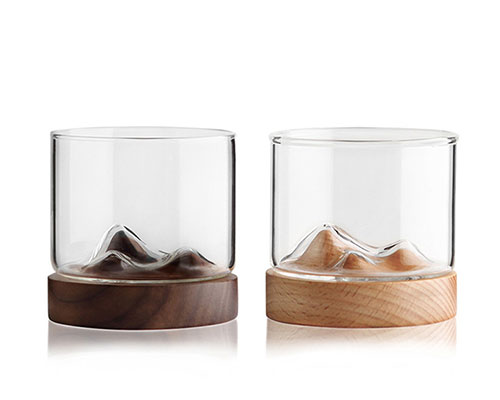Glass Tea Cups with Wooden Bottom