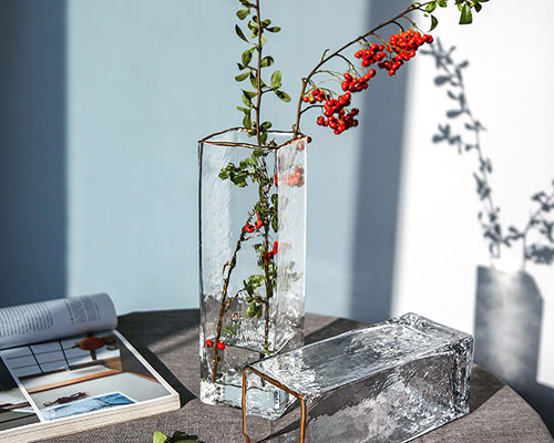 Square Clear Glass Vases with