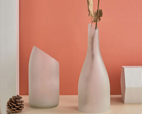 Tall Frosted Glass Bud Vases