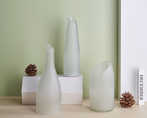Tall Frosted Glass Vases