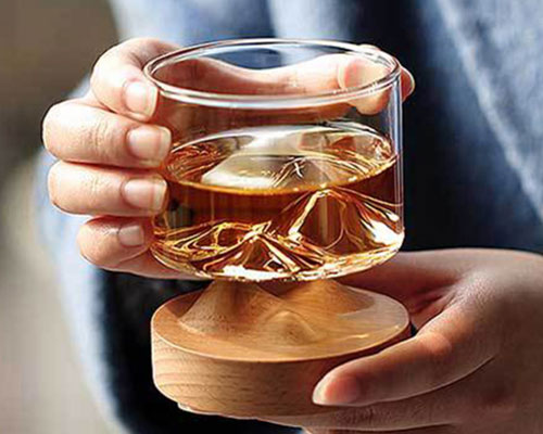 Whiskey Glass Cup with Mountain Shape Base