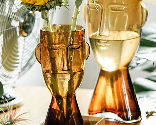 Abstract Glass Face Vases
