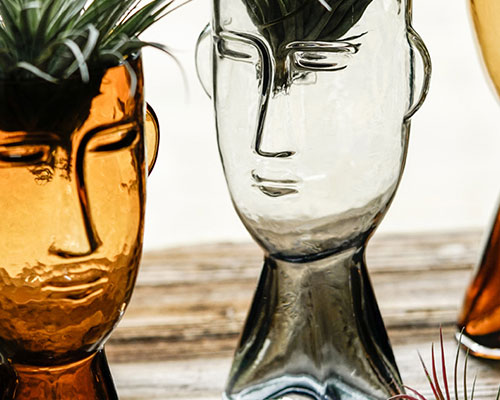 Abstract Human Face Glass Vases
