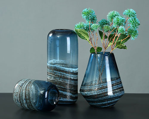 Blue Glass Flower Vases