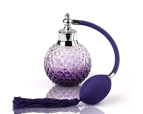 Empty Purple Glass Perfume Spray Bottle