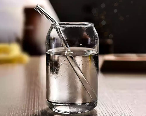 Glass Can Shaped Cup with Straw