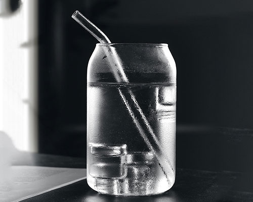 Glass Drinking Cup with Straw
